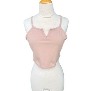 Free People Movement V-Notch Tank Nude Sports Tank Built-In Bra Medium GUC